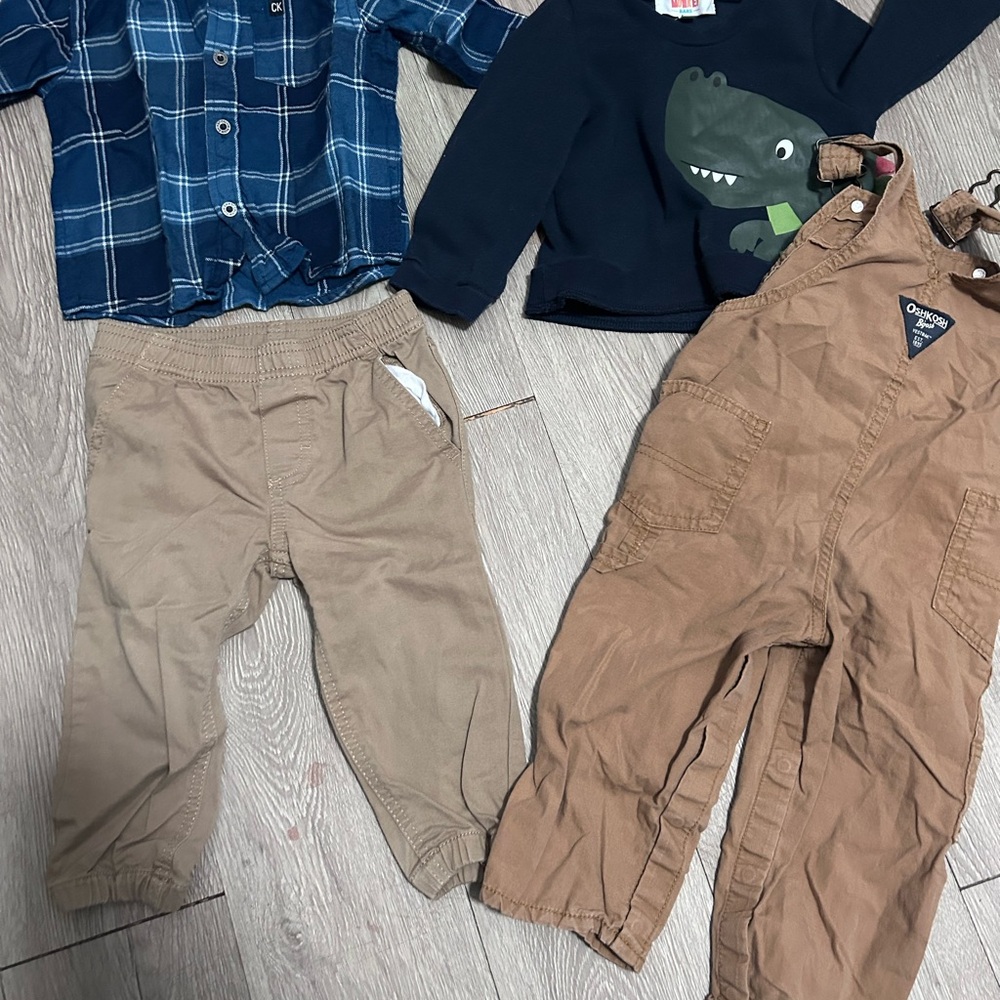 Calvin Klein Brown/Tan Kids Overalls Set